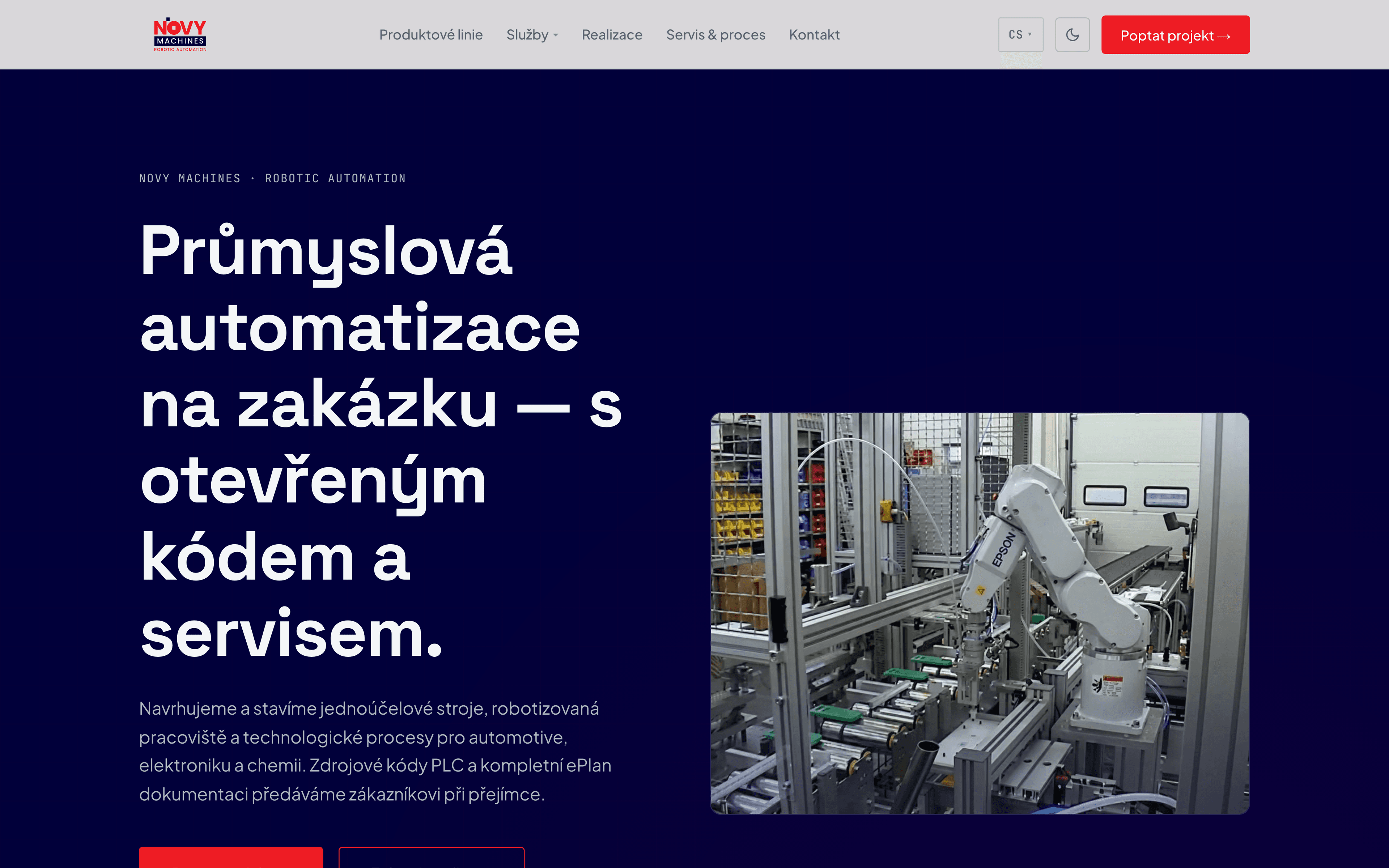 Web NOVY machines na notebooku
