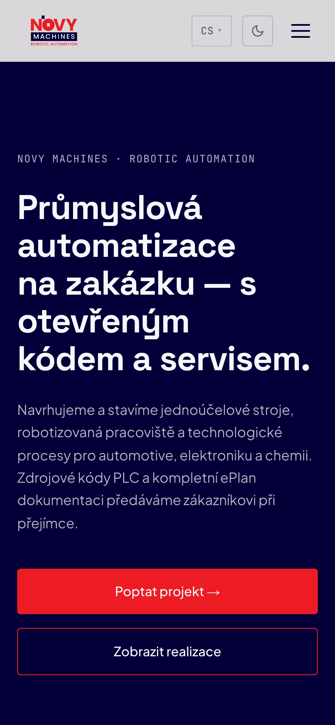 Web NOVY machines na telefonu
