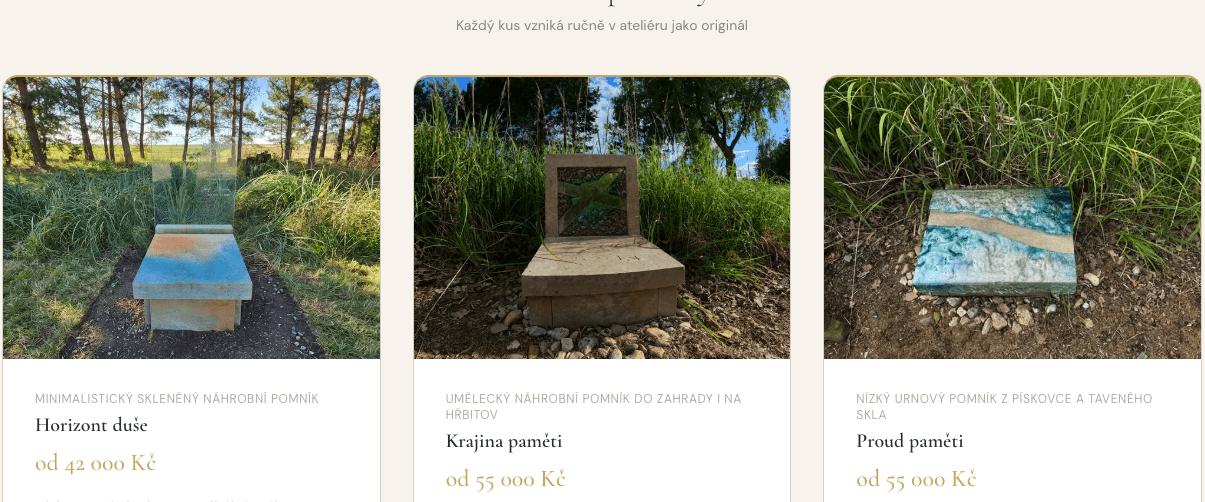 Nový web: karty ceníku s orientačními cenami od 42 000 Kč